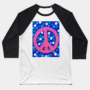 Orange Peace Symbol on Blue Baseball T-Shirt